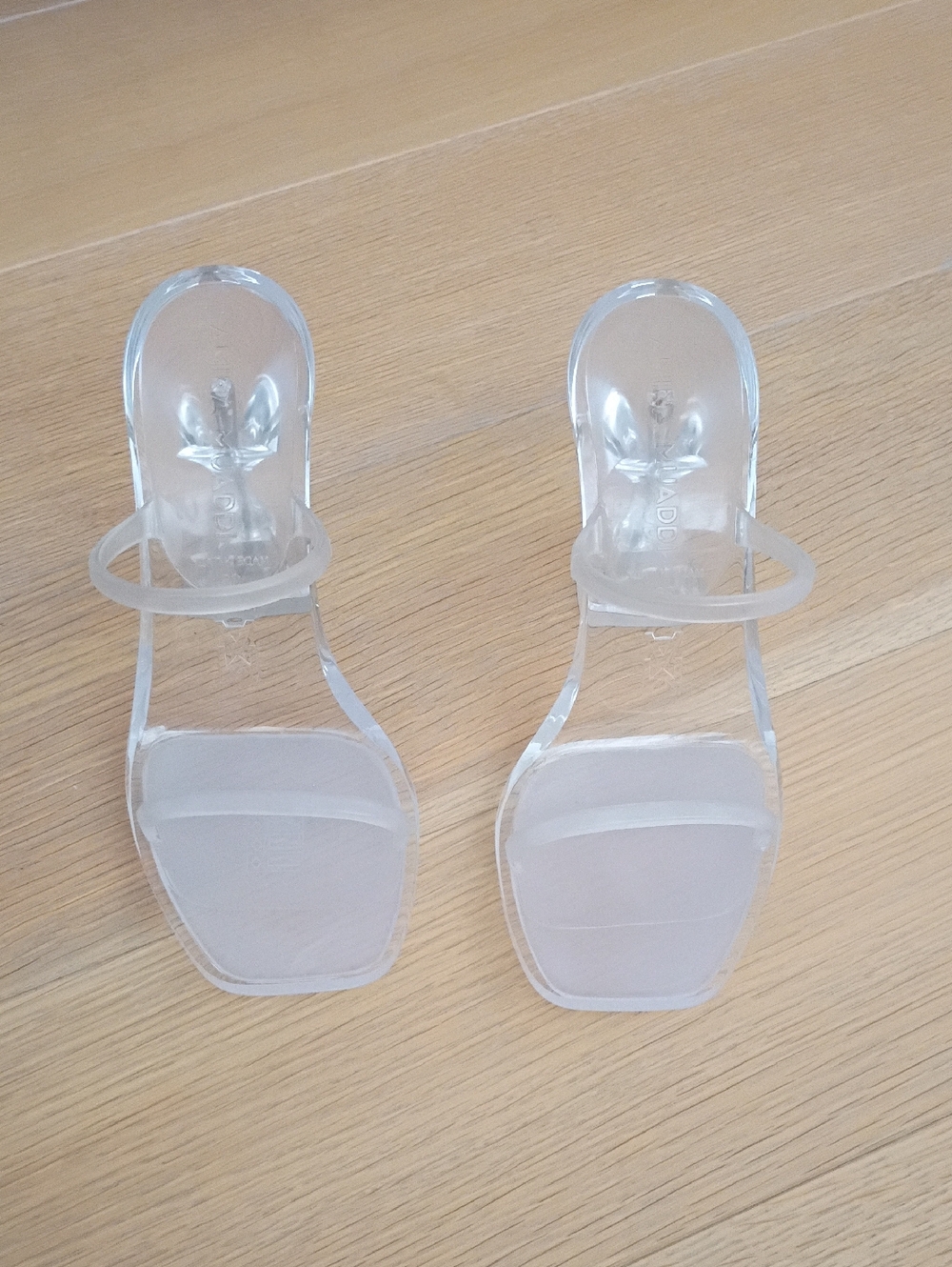 Amina Muaddi Transparent Clear Strap Women’s Heeled Slides
